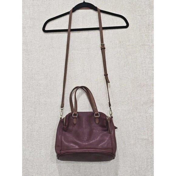 Modcloth Faux Leather Burgundy & Tan  Shoulder Handbag Crossbody Purse - Picture 5 of 14